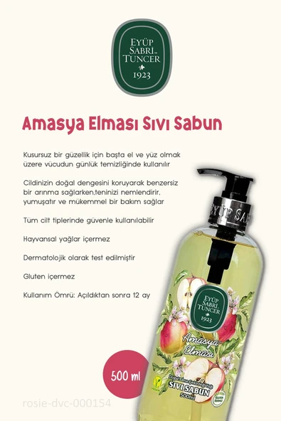 Eyüp Sabri Tuncer Amasya Elması Sıvı Sabun 500 ml - Resim 2
