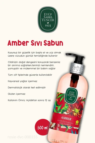 Eyüp Sabri Tuncer Amber Sıvı Sabun 500 ml - Resim 2