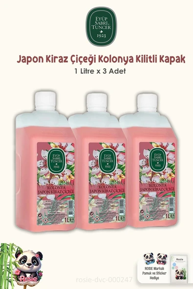 Eyüp Sabri Tuncer Japon Kiraz Çiçeği Kolonyası Yedek Şişe 3 Adet 1 lt ve ROSIE ürün görseli
