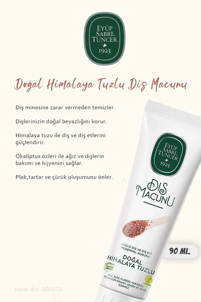 Eyüp Sabri Tuncer Diş Macunu 3'lü Himalaya Tuzlu 90 ml ve ROSIE Doğal Pamuk 60'lı - 2