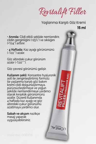 Loreal Paris 3 Adet Revitalift Filler Yaşlanma Karşıtı Göz Kremi 15 ml ve ROSIE - 2