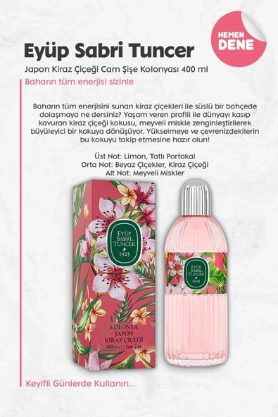 Eyüp Sabri Tuncer Japon Kiraz Çiçeği Cam Şişe Kolonya 3 Adet 400 ml ve ROSIE - Resim 2