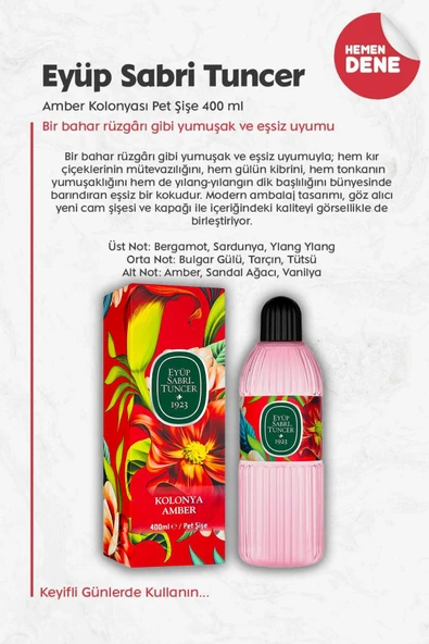 Eyüp Sabri Tuncer Amber Kolonyası Pet Şişe 400 ml 3 Adet ve ROSIE Pamuk 60'lı - Resim 2