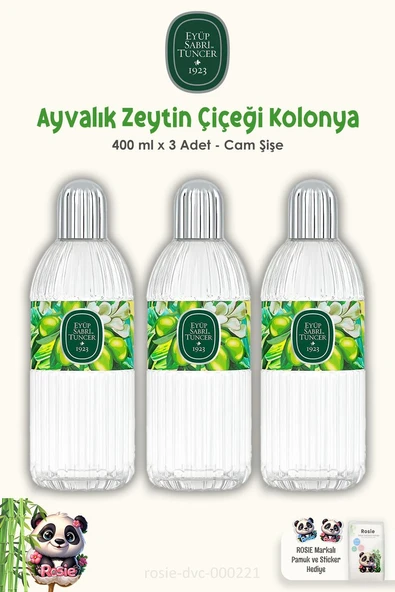 Eyüp Sabri Tuncer  3'lü Ayvalık Zeytin Çiçeği Kolonyası Cam Şişe 400 ml ve ROSIE ürün görseli