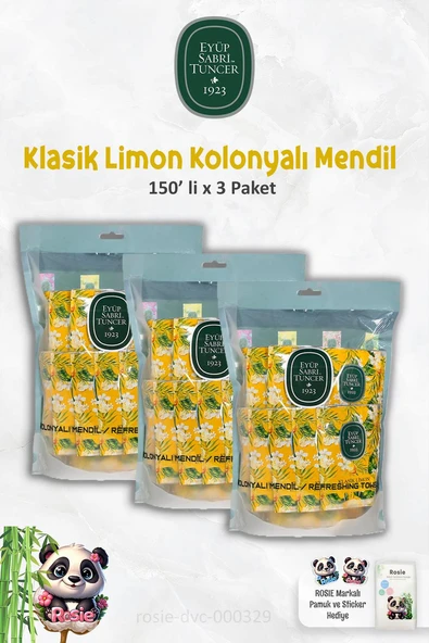 Eyüp Sabri Tuncer Kolonyalı Mendil Klasik Limon 150 Adet - Resim 2