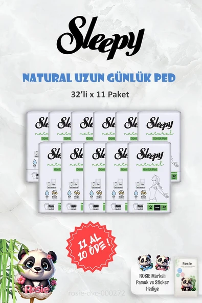 11 AL 10 ÖDE Sleepy Natural Ultra Hassas Günlük Ped Uzun 32 Adet ve ROSIE