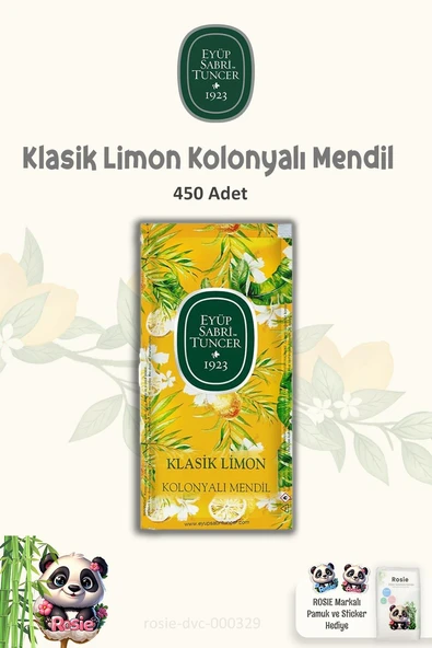 Eyüp Sabri Tuncer Kolonyalı Mendil Klasik Limon 150'li 3 Paket ve ROSIE 60'lı