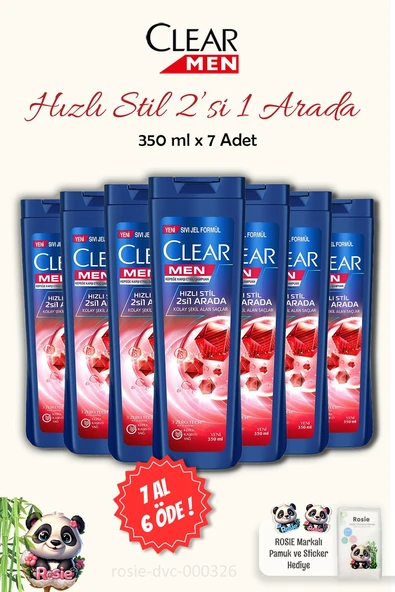 7 AL 6 ÖDE Clear Men Kepeğe Karşı Etkili Hızlı Stil 2'si 1 Arada Şampuan 350 ml ve ROSIE