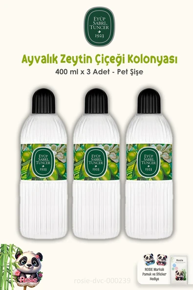 Eyüp Sabri Tuncer Ayvalık Zeytin Çiçeği Kolonyası 400 ml 3 Adet  ve 60'lı ROSIE ürün görseli