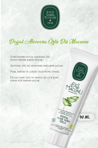 Eyüp Sabri Tuncer Diş Macunu Aloe Vera Özlü 90 ml 3 Adet ve 60'lı ROSIE Pamuk - 2