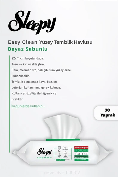 Sleepy Beyaz Sabunlu 30'lu, Arap Sabunlu 50'li Yüzey Temizlik Havlusu ve ROSIE - 2