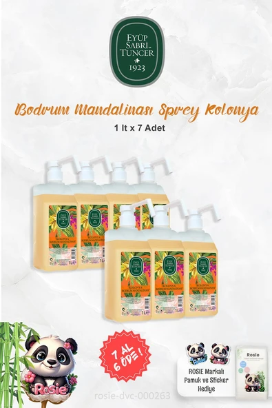 7 AL 6 ÖDE Eyüp Sabri Tuncer 1 lt Sprey Başlıklı Kolonya Bodrum Mandalinası ve ROSIE ürün görseli