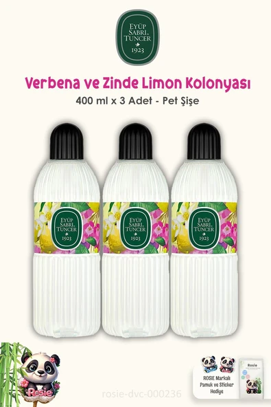 Eyüp Sabri Tuncer 3 Adet Verbena & Zinde Limon Kolonyası 400 ml ve ROSIE Pamuk ürün görseli