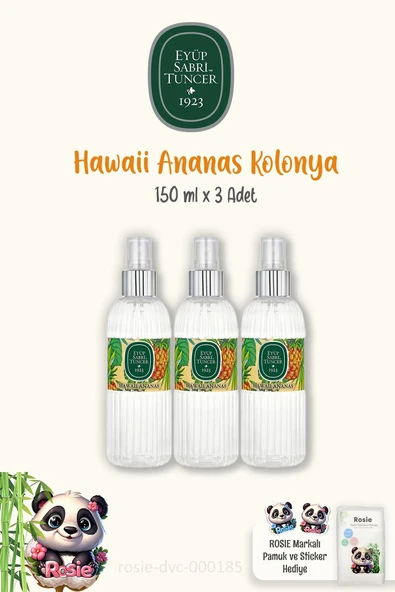 Eyüp Sabri Tuncer Hawaii Ananas Kolonyası 150 ml 3'lü ve %100 Doğal ROSIE