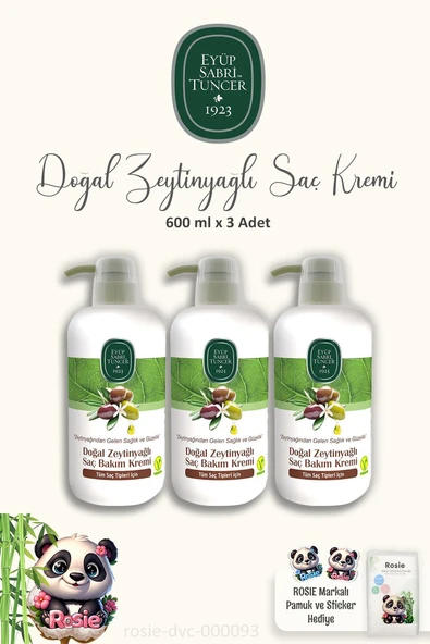 Eyüp Sabri Tuncer 3'lü Doğal Zeytinyağlı Saç Kremi 600 ml ve ROSIE