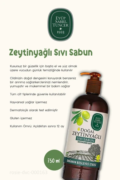 Eyüp Sabri Tuncer Zeytinyağlı Sıvı Sabun 750 ML - 2