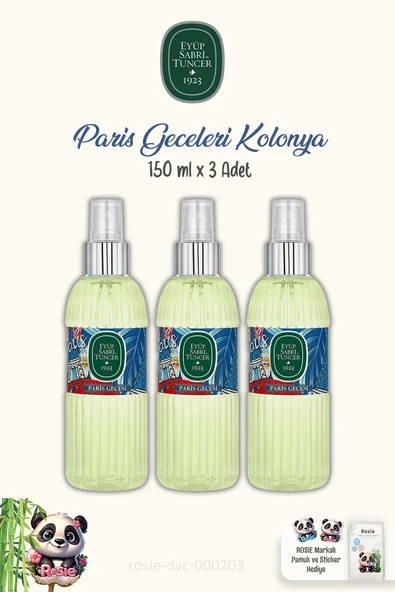 Eyüp Sabri Tuncer Paris Gecesi Kolonya 3 Adet  Sprey 150 ml ve ROSIE Pamuk 60'lı ürün görseli