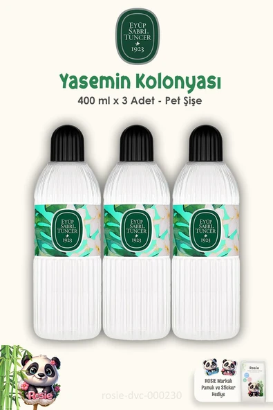 Eyüp Sabri Tuncer Yasemin Kolonyası 400 ML Pet Şişe 3 Adet ve ROSIE Pamuk 60'lı ürün görseli