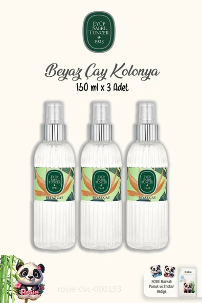 Eyüp Sabri Tuncer Beyaz Çay Kolonyası 150 ml 3 Adet ve Doğal ROSIE Pamuk 60'lı
