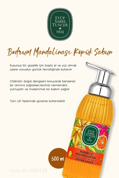 Eyüp Sabri Tuncer Zeytinyağlı Bodrum Mandalinası Köpük Sabun 500 ML - Resim 2