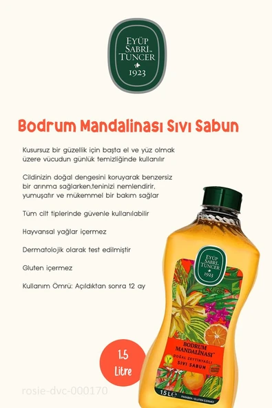 Eyüp Sabri Tuncer Bodrum Mandalinası Sıvı Sabun 1.5 lt ve Doğal ROSIE Pamuk - 2