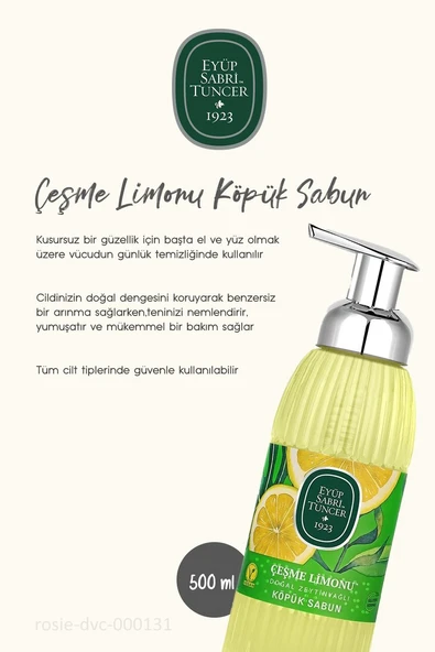 Eyüp Sabri Tuncer Zeytinyağlı Çeşme Limonu Köpük Sabun 500 ML - Resim 2