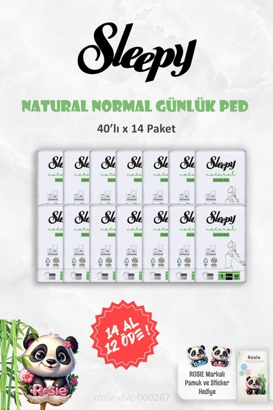 Sleepy 14 AL 12 ÖDE Natural Ultra Hassas Günlük Ped Normal 40 Adet ve ROSIE ürün görseli