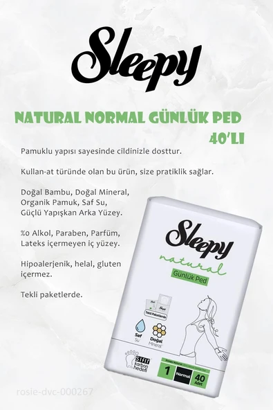 Sleepy 14 AL 12 ÖDE Natural Ultra Hassas Günlük Ped Normal 40 Adet ve ROSIE - Resim 2
