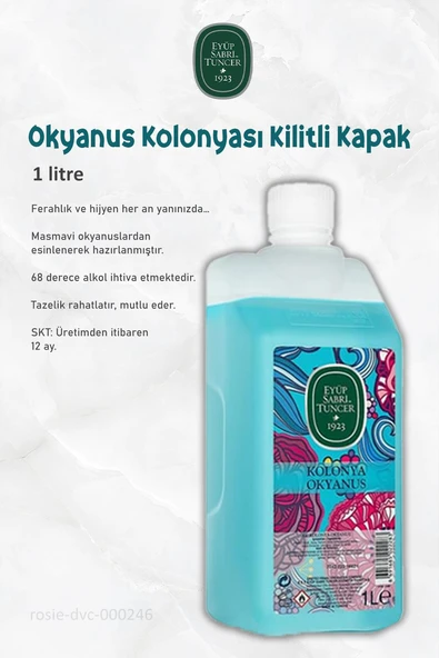 3 Adet Eyüp Sabri Tuncer Okyanus Kolonyası Yedek Şişe 1 lt ve ROSIE 60'lı Pamuk - Resim 2