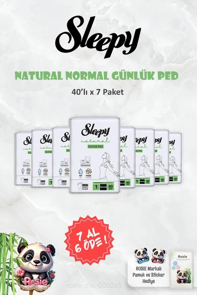 7 AL 6 ÖDE Sleepy Natural Ultra Hassas Günlük Ped Normal 40 Adet ve ROSIE ürün görseli
