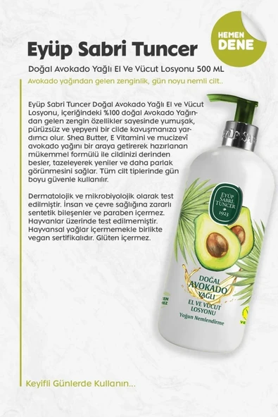 Eyüp Sabri Tuncer 3'lü Doğal Avokado Yağlı El Ve Vücut Losyonu 500 ml ve ROSIE - Resim 2