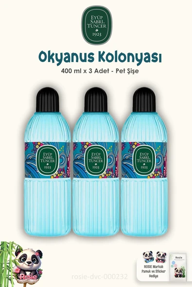 Eyüp Sabri Tuncer Okyanus Kolonyası Pet Şişe 400 ml  3 Adet ve ROSIE Pamuk 60'lı ürün görseli