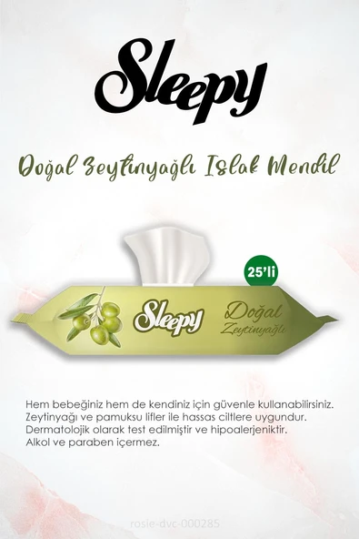 17 AL 15 ÖDE Sleepy Doğal Zeytinyağlı Islak Mendil 25'li ve ROSIE - Resim 2