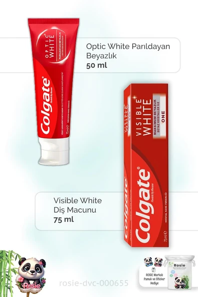 Colgate Optic White 50 ml, Visible White 75 ml Diş Macunu ve ROSIE