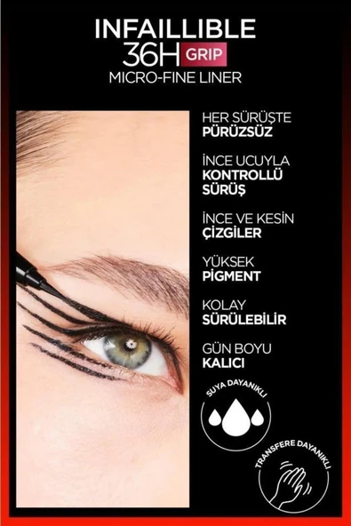 3 Adet Loreal Paris Infaillible Grip Eyeliner 05 Sage Green ve ROSIE Pamuk - 4