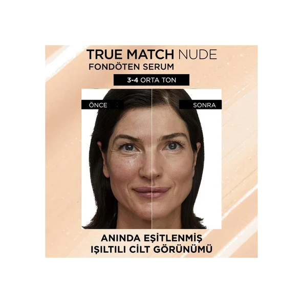 3 Adet Loreal Paris True Match Nude Fondöten Serum 3-4 Light-Medium ve ROSIE - 3