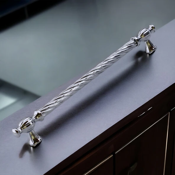 Burma Metal Gümüş Kulp 224 mm Mobilya Çekmece Mutfak Dolabı Dolap Kapak Kulpları Kulb Kulpu 22.4 cm - Resim 3