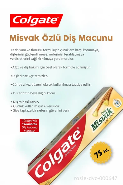 Colgate Misvak Özlü 75 ml,  Visible White 75 ml Diş Macunu  ve ROSIE - 3