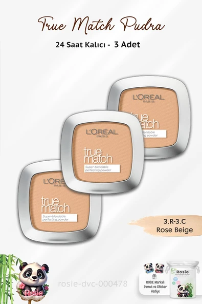 3 Adet Loreal Paris True Match Pudra 3.R-3.C Rose Beige ve ROSIE