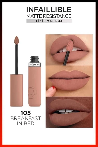 Loreal Paris 3 Adet Infaillible Matte Likit Mat Ruj 105 Breakfast In Bed ve ROSIE - 5