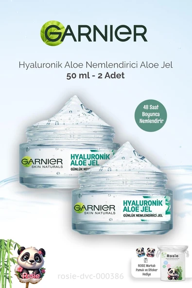 2 Adet Garnier Günlük Nemlendirici Hyaluronik Aloe Jel 50 ml ve ROSIE