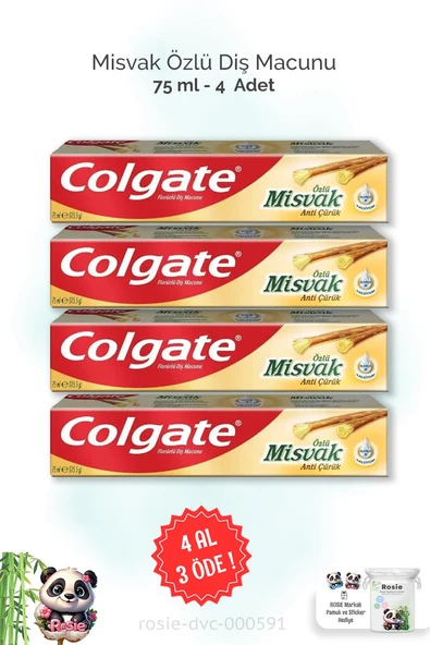 4 AL 3 ÖDE Colgate Misvak Özlü Diş Macunu 75 ml ve ROSIE