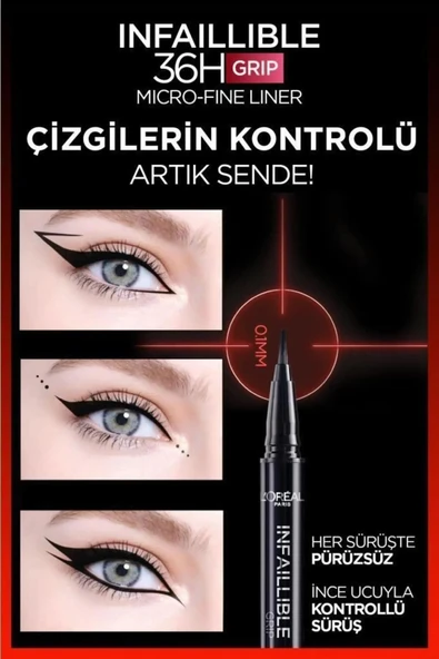 3 Adet Loreal Paris Infaillible Grip Eyeliner 03 Ancient Rose ve ROSIE - 3