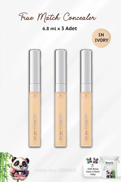 3 Adet Loreal Paris True Match Concealer 1N Ivory ve ROSIE