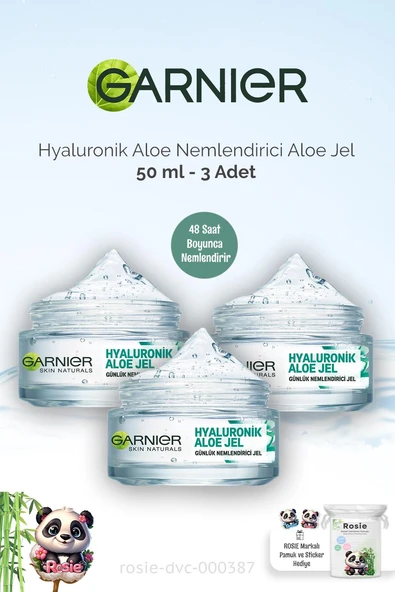 3 Adet Garnier Günlük Nemlendirici Hyaluronik Aloe Jel 50 ml ve ROSIE