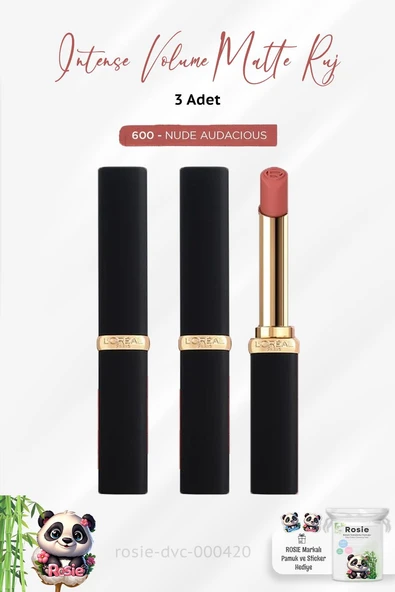 3 Adet Loreal Paris Color Volume Matte Ruj - 600 Nude Audacious ve ROSIE ürün görseli