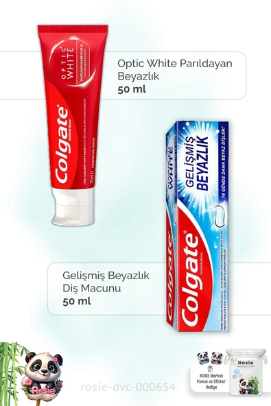 Colgate Optic White 50 ml,  Gelişmiş Beyazlık 50 ml Diş Macunu ve ROSIE