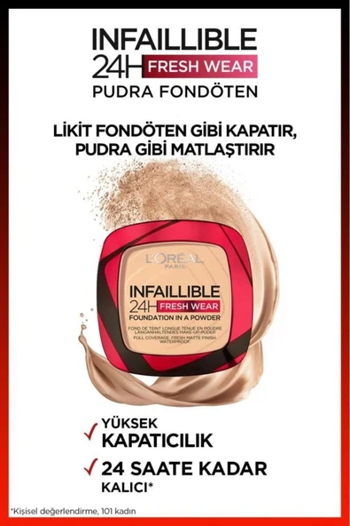 3 Adet Loreal Paris 3 Adet Infaillible 24H Fresh Wear Pudra Fondöten 220 Sand ve ROSIE - 4