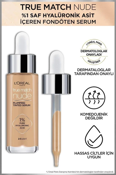 3 Adet Loreal Paris True Match Nude Fondöten Serum 2-3 Light ve ROSIE - 2