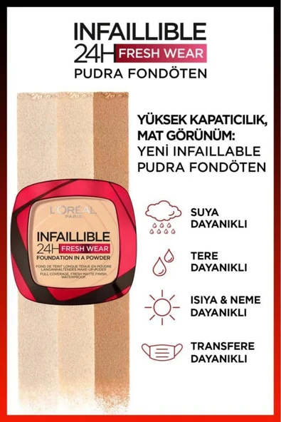 3 Adet Loreal Paris Infaillible 24H 3 Adet Pudra Fondöten 140 Golden Beige ve ROSIE - 2
